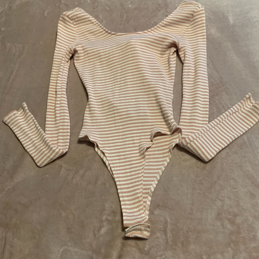 Pink and White body suit